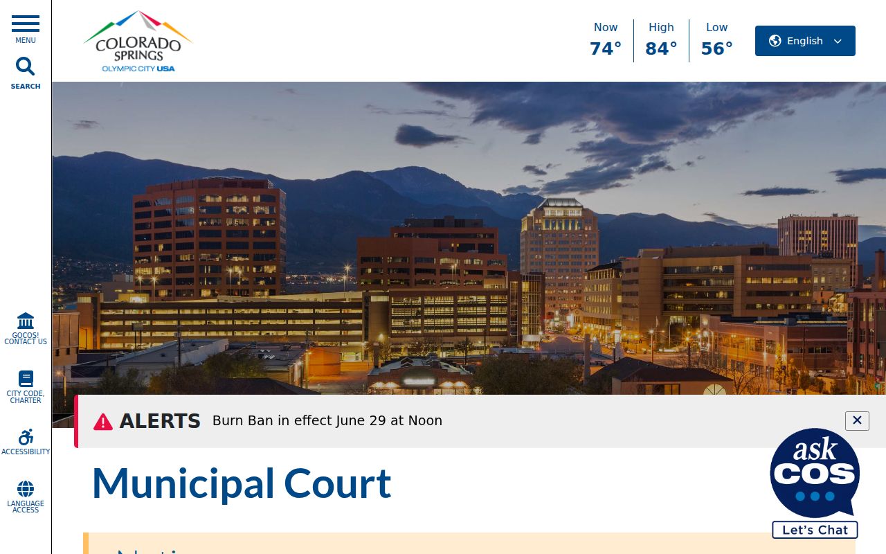 Colorado Springs court docket Municipal Court access page
