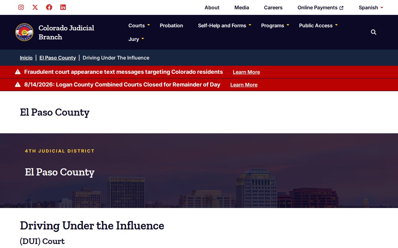 El Paso County criminal docket DUI Court program