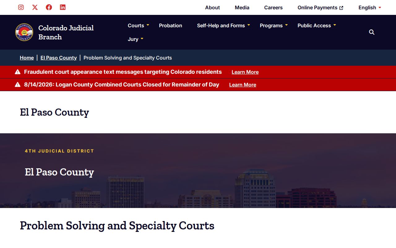 El Paso County criminal docket specialty court hub