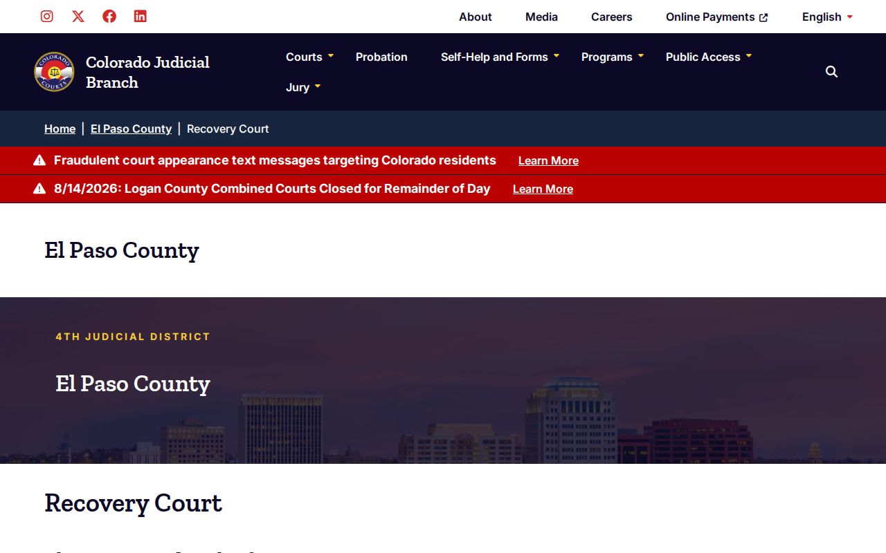El Paso County criminal docket Recovery Court information