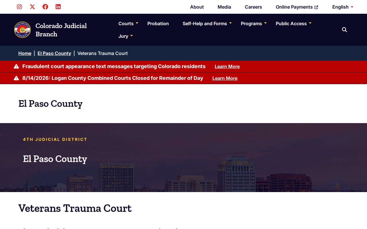El Paso County criminal docket Veterans Trauma Court details