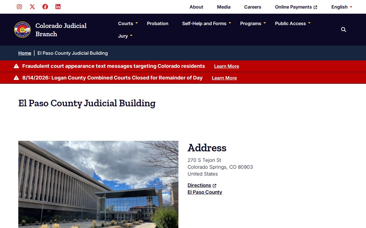 El Paso County court docket Judicial Building records location