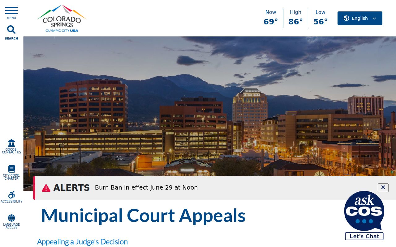 El Paso County traffic court records Colorado Springs municipal appeal process